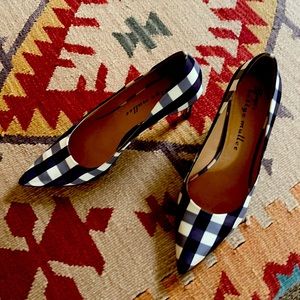 Anthropologie navy gingham pumps